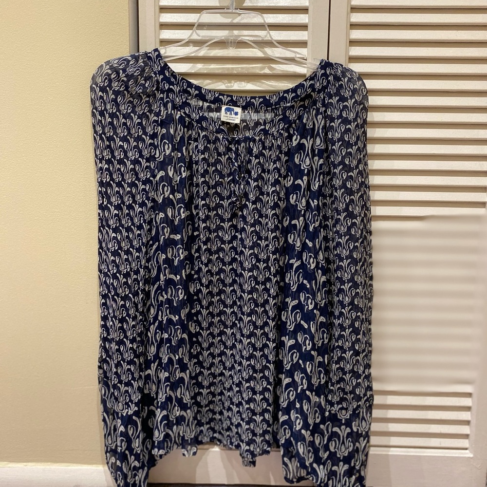 Lucky Brand (John Robshaw) romantic sheer peasant blouse